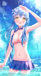  1girl absurdres anzu_yotsuba bikini bikini_skirt blush breasts highres hololive ponytail swimsuit virtual_youtuber yukihana_lamy 