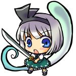  chibi hairband konpaku_youmu konpaku_youmu_(ghost) short_hair silver_hair simple_background socha solo sword touhou weapon 