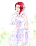  blue_eyes bride code_geass dress flower hair_flower hair_ornament kallen_stadtfeld mameezu red_hair redhead solo wedding_dress 