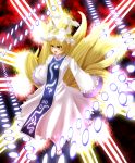  blonde_hair danmaku fox fox_ears hat multiple_tails norun short_hair tail touhou yakumo_ran yellow_eyes 