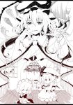  character_doll flandre_scarlet gradient highres izayoi_sakuya kochouran monochrome mouth_hold puppet puppet_strings remilia_scarlet string touhou wings 