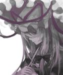  long_hair monochrome parasol portrait profile purple purple_eyes shion_(mamuring) simple_background spot_color touhou umbrella white_background yakumo_yukari 