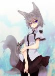  braid original pantyhose rage rage_(rojiura) school_uniform single_braid skirt solo tail wolf_ears wolf_tail 