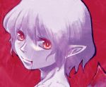  blood close-up face hikarinoko pointy_ears portrait purple_hair red_eyes remilia_scarlet short_hair solo touhou 