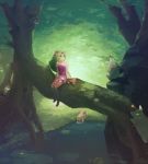  final_fantasy final_fantasy_vi forest green_hair in_tree long_hair moogle nature nito_(tinabfd) pond sitting sitting_in_tree tina_branford tree 