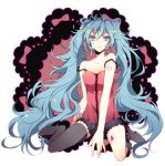  black_legwear blue_eyes blue_hair bodypaint hatsune_miku long_hair loose_thighhigh ponjiritsu rittu sitting strap_slip thigh-highs thighhighs twintails vocaloid wariza zettai_ryouiki 