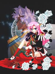  dios high_heels himemiya_anthy pink_hair purple_hair red_dress red_shoes revolutionary_girl_utena roses shoujo_kakumei_utena tenjou_utena 