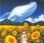  album_cover amano_kozue cover flower highres mountain original scan sky solo sunflower whale 