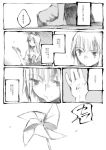 chomoran comic kamishirasawa_keine monochrome petals pinwheel sitting touhou translated translation_request 
