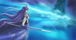  armor aselia blue_hair eien_no_aselia gauntlets long_hair solo sword weapon 