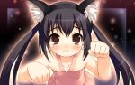  animal_ears black_hair blush cat_ears cat_pose halterneck k-on! nakano_azusa nyan paw_pose solo twintails wallpaper 