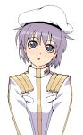  :o grey_eyes military military_uniform nagato_yuki purple_hair reiken short_hair suzumiya_haruhi_no_yuuutsu uniform 