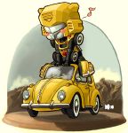  bumblebee car chibi motor_vehicle musical_note riding toriny transformers vehicle volkswagen volkswagen_beetle 