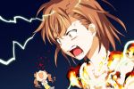  angry biribiri blood brown_eyes brown_hair electricity fire misaka_mikoto nosebleed shirai_kuroko short_hair to_aru_kagaku_no_railgun to_aru_majutsu_no_index twintails 