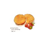 commentary cyannism english_commentary english_text food food_focus fruit no_humans original pastry simple_background strawberry white_background 