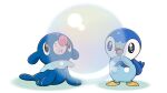  +_+ :&lt; black_eyes bubble closed_mouth commentary_request gen_4_pokemon gen_7_pokemon hands_together looking_up no_humans official_art open_mouth piplup pokemon pokemon_(creature) popplio prj_pochama smile standing toes tongue white_background 