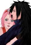  1boy 1girl black_hair couple green_eyes haruno_sakura naruto naruto_shippuden pink_hair uchiha_madara 