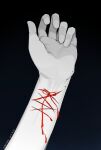  1other ambiguous_gender artist_name black_background blood bow chinese_commentary commentary_request dated hands highres lubuting original red_bow self_harm simple_background wrist_cutting 