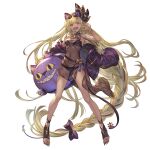  1girl alpha_transparency animal_ears bangs bikini black_dress black_swimsuit blonde_hair breasts cat_ears dark-skinned_female dark_skin dress full_body goggles goggles_on_head granblue_fantasy hair_ornament helel_ben_shalem long_hair looking_at_viewer medium_breasts minaba_hideo official_art pacifier red_eyes see-through sharp_toenails solo stuffed_animal stuffed_cat stuffed_toy swimsuit swimsuit_under_clothes toenails transparent_background very_long_hair 