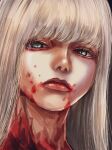  1girl bangs blood blood_from_mouth blood_on_face blunt_bangs closed_mouth grey_eyes hoshi_san_3 long_hair looking_at_viewer original portrait solo white_hair 