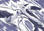  1other absurdres canopy gerwalk gun highres holding holding_gun holding_weapon macross macross_frontier mecha monochrome science_fiction shahnmono sketch solo variable_fighter vf-25 weapon 