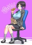  blue_eyes blush chair eating food highres original sitting solo suzutsuki_kurara 