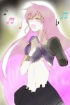  1girl crying gears long_hair mechanical_parts megurine_luka music musical_note pink_hair singing solo vocaloid wander_last_(vocaloid) 