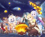  4boys 6+girls :d absurdres aether_(genshin_impact) ahoge architecture bangs bead_necklace beads beidou_(genshin_impact) black_eyes black_hair blonde_hair blue_hair blurry braid bridge building cape chinese_clothes clouds cloudy_sky coin_hair_ornament commentary_request depth_of_field detached_sleeves double_bun dress earrings east_asian_architecture elbow_gloves eyebrows_visible_through_hair floating floating_object ganyu_(genshin_impact) genshin_impact gloves hair_between_eyes hair_ornament hairpin hat highres huge_filesize jewelry jiangshi keqing_(genshin_impact) kneeling lantern lantern_festival long_hair long_sleeves looking_at_another looking_away looking_down looking_up low_ponytail mechanical_halo midriff multiple_boys multiple_girls necklace night night_sky ningguang_(genshin_impact) ninoji ofuda open_mouth paimon_(genshin_impact) paper_lantern purple_hair qing_guanmao qiqi_(genshin_impact) scarf short_hair short_sleeves shorts sidelocks single_braid sky sky_lantern smile star_(sky) starry_sky thigh-highs twintails violet_eyes white_dress white_hair white_legwear wide_sleeves xiangling_(genshin_impact) xiao_(genshin_impact) xingqiu_(genshin_impact) xinyan_(genshin_impact) yellow_eyes zettai_ryouiki zhongli_(genshin_impact) 