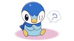  ? blue_eyes closed_mouth commentary_request crossed_arms full_body gen_4_pokemon no_humans official_art one_eye_closed piplup pokemon pokemon_(creature) project_pochama sitting solo thinking toes white_background 