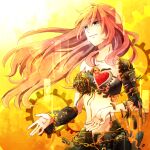  1girl android crying crying_with_eyes_open gears heart long_hair mechanical_parts megurine_luka pink_hair smile solo tears vocaloid wander_last_(vocaloid) 