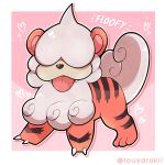  :p dog fluffy hairy highres hisuian_form hisuian_growlithe pink_background pokemon pokemon_(game) pokemon_legends:_arceus tongue tongue_out touyarokii 