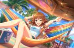  blush brown_eyes brown_hair dress idolmaster_cinderella_girls_starlight_stage nishijima_kai short_hair smile wink 