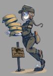  1girl bomb braid canteen erica_(naze1940) explosive germany glasses hat highres long_hair military military_uniform mine_(weapon) original single_braid soldier solo tripping uniform weapon world_war_ii 