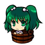  chibi girl_in_bucket green_eyes green_hair in_bucket in_container kisume simple_background socha solo touhou 