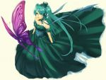  aqua_hair butterfly dress hat hatsune_miku magnet_(vocaloid) mini_top_hat monzuki petticoat slip_skirt top_hat vocaloid 