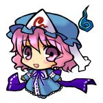  chibi dress hat pink_eyes pink_hair saigyouji_yuyuko simple_background socha solo touhou 