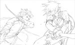  father_and_son kratos_aurion lloyd_irving monochrome short_hair sio_vanilla sketch sword tales_of_symphonia 