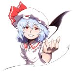  blush face fang foreshortening hands hat red_eyes remilia_scarlet ryuhey smile touhou wings 