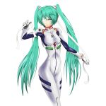  ayanami_rei ayanami_rei_(cosplay) bandage bandages cosplay green_eyes green_hair hatsune_miku infinote long_hair neon_genesis_evangelion plugsuit solo twintails vocaloid 
