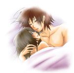  anna_irving bed blush brown_hair closed_eyes couple duo kratos_aurion short_hair sleeping tales_of_symphonia 