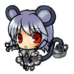  basket chibi dowsing_rod grey_hair mouse_ears mouse_tail nazrin red_eyes simple_background socha solo tail touhou 