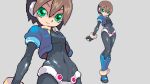  aile green_eyes open_shirt pixel_art rockman rockman_zx sanada_taketo short_hair skin_tight spandex zoom_layer 