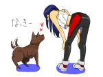  ass bad_id bent_over bikesuit blue_hair dog kuga_natsuki my-hime tail tail_wagging vest 