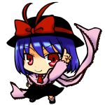 chibi hat nagae_iku pac-man_eyes red_eyes ribbon saturday_night_fever short_hair simple_background skirt socha solo touhou