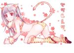  all_fours ari_(pixiv) bikini boots female long_hair red_eyes sierra_mikain solo suikoden suikoden_ii tail tiger_ears tiger_print tiger_tail white_hair 