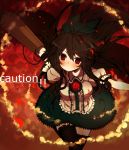  blush brown_hair red_eyes reiuji_utsuho thighhighs touhou wings xxxgraycatxxx 