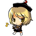  chibi hat instrument lunasa_prismriver musical_note open_mouth short_hair simple_background socha solo touhou violin yellow_eyes 