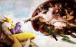  digimon fine_art_parody karabiner michelangelo renamon the_creation_of_adam 