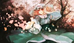  hat petals pink_hair red_eyes saigyouji_yuyuko touhou tree xero 