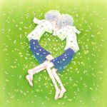  cherry_blossoms clone feet flower grass lying nagisa_kaworu neon_genesis_evangelion outdoors outside yoshimiko 